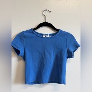 Princess Polly Ribbed Short Sleeve Ribbed Crop Top Bright Blue Size 2 🦋💙🦋💙 Y2K